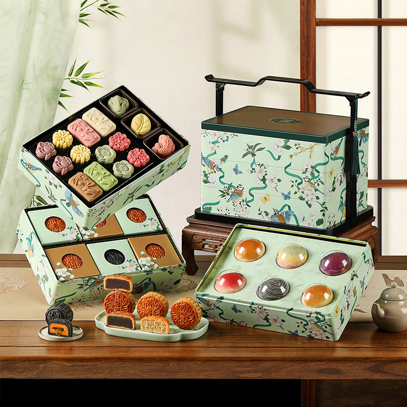 悠享时中秋节新款奶黄松露流心月饼礼盒高档伴手礼品送江山三层