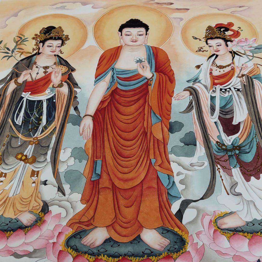 国画周*峰李老师西方三圣作品