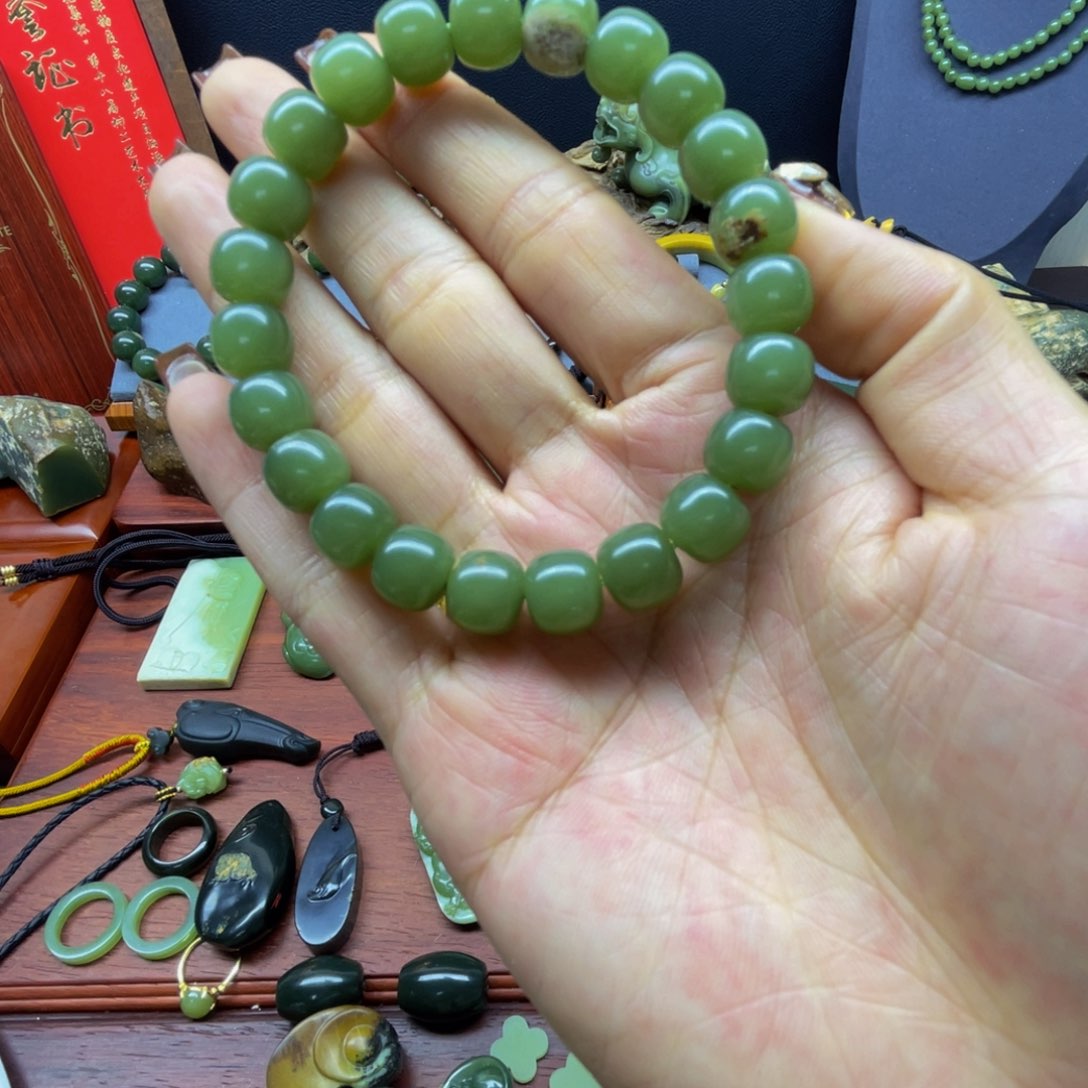 未镶嵌手链岫岩河磨玉（透闪石质玉）停***間