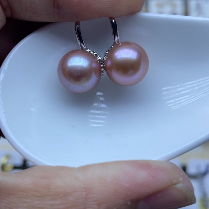 银S925镶嵌耳饰淡水珍珠