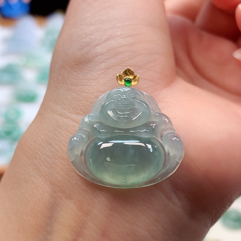 【闪购商品】翡翠18K金镶嵌吊坠(赠链)