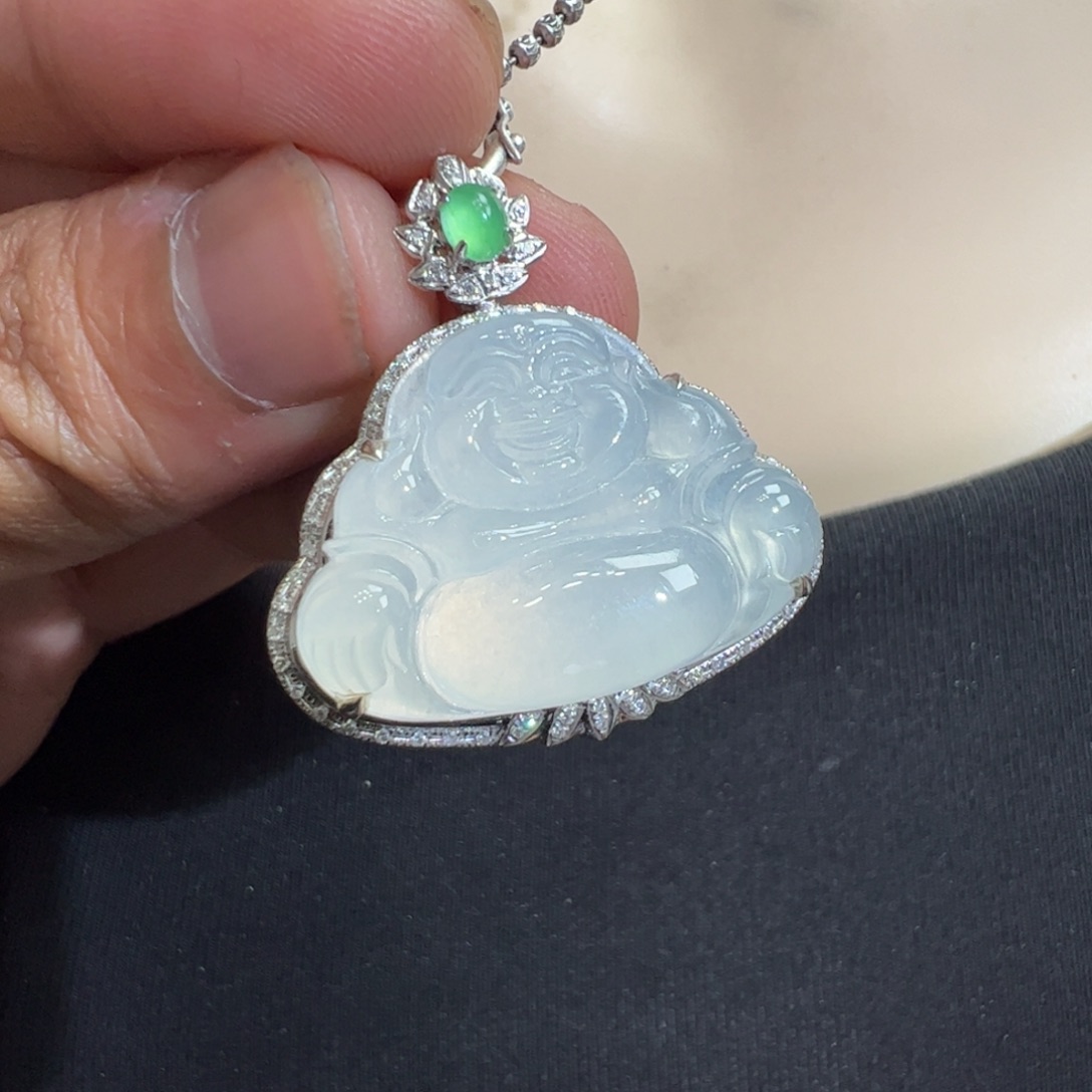 翡翠吊坠(不含链)18K金镶嵌兮*