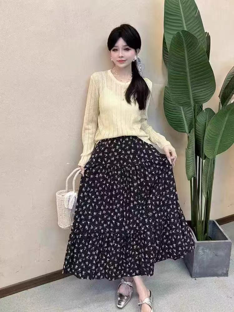 慵懒风时尚套装裙女休闲针织衫夏季新款防晒罩衫半身裙两件套