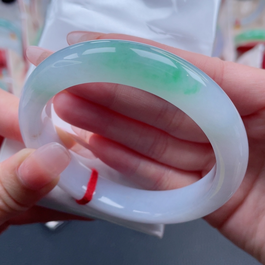 未镶嵌手镯翡翠59.4阳春白雪 肤如凝脂 小万战斗机 19号