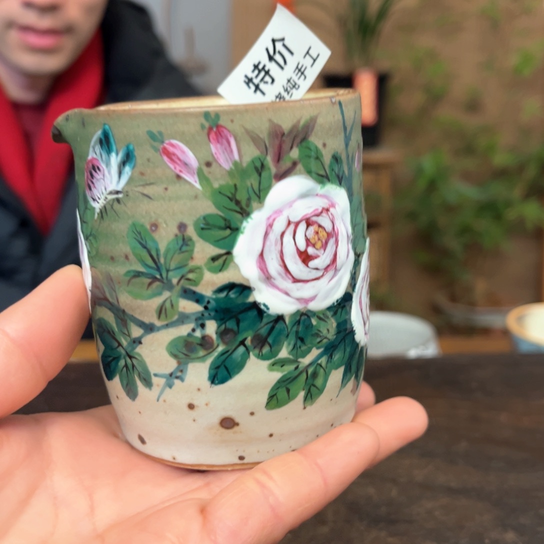 杯景德镇柴烧手绘杯