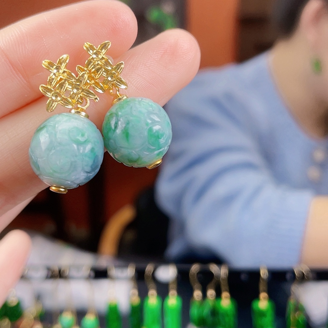 翡翠未镶嵌耳饰饰品