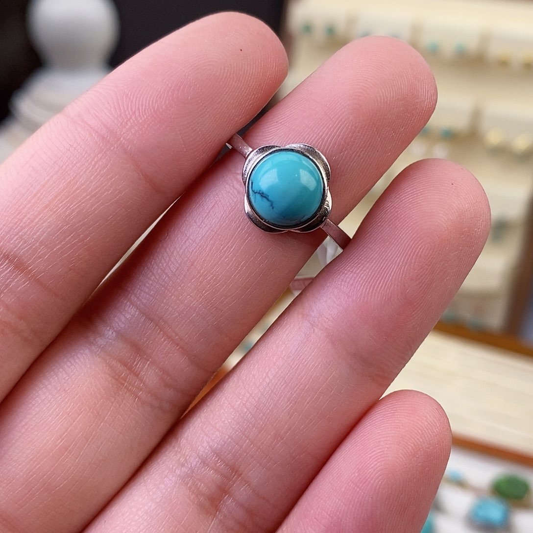 绿松石戒指银S925镶嵌