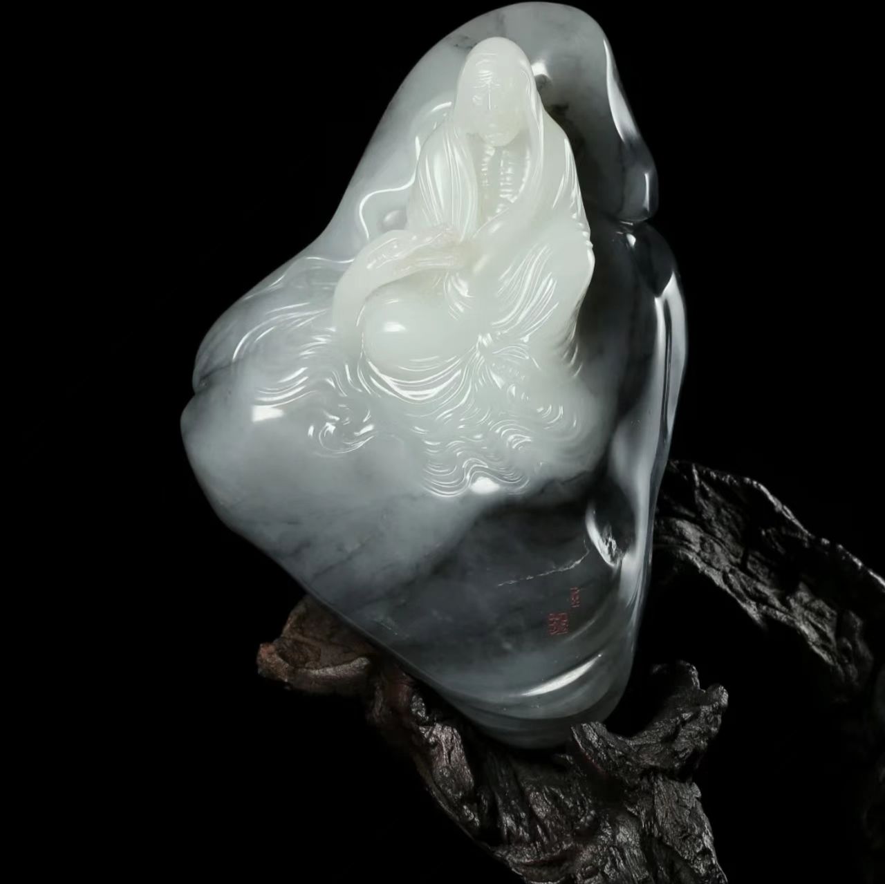 【新疆鑫河】新疆和田玉青花手把件摆件