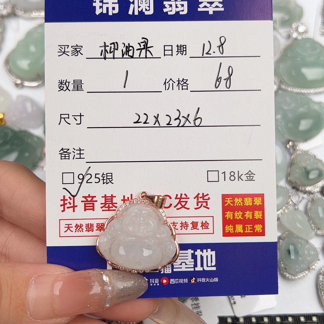 柳***果翡翠银S925镶嵌颈饰