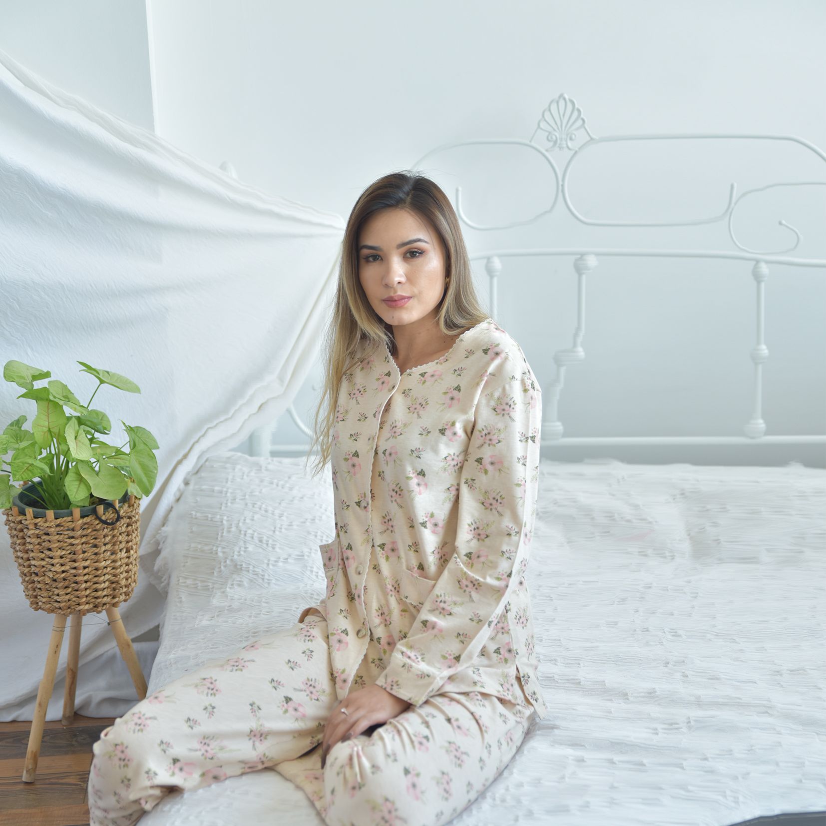 天彩 【直播间专属】天然彩色棉女士长袖长裤家居服 6501