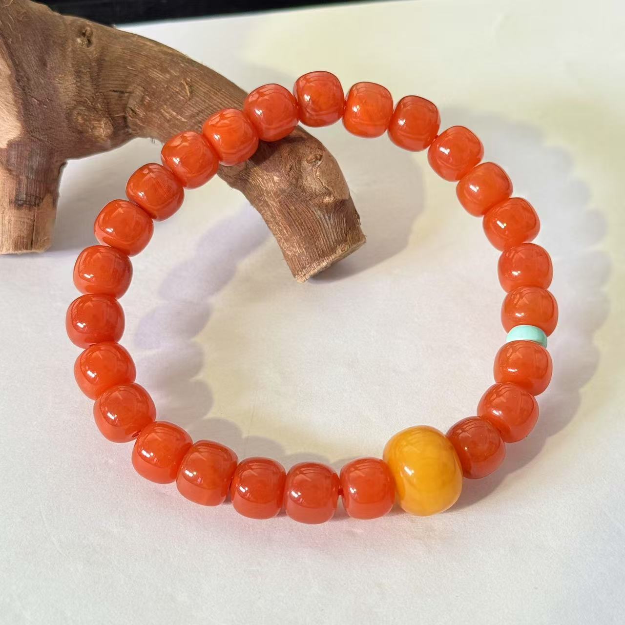 【景润·开门红】原矿川料满色满肉高品柿子红南红精工老型单圈手串