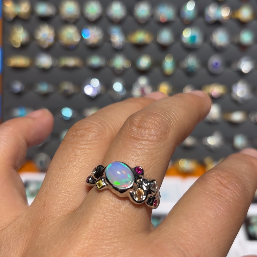 欧泊银S925镶嵌戒指戒指