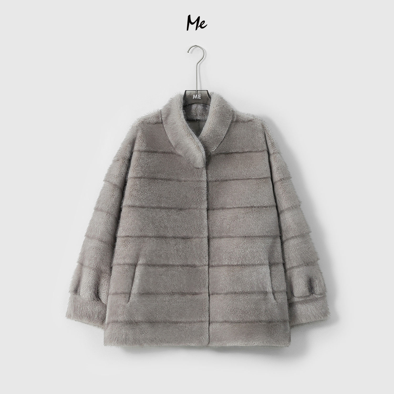 ME【联邦千金】丰盈毛感高领御寒保暖时尚渐变色毛毛外套MESA5653