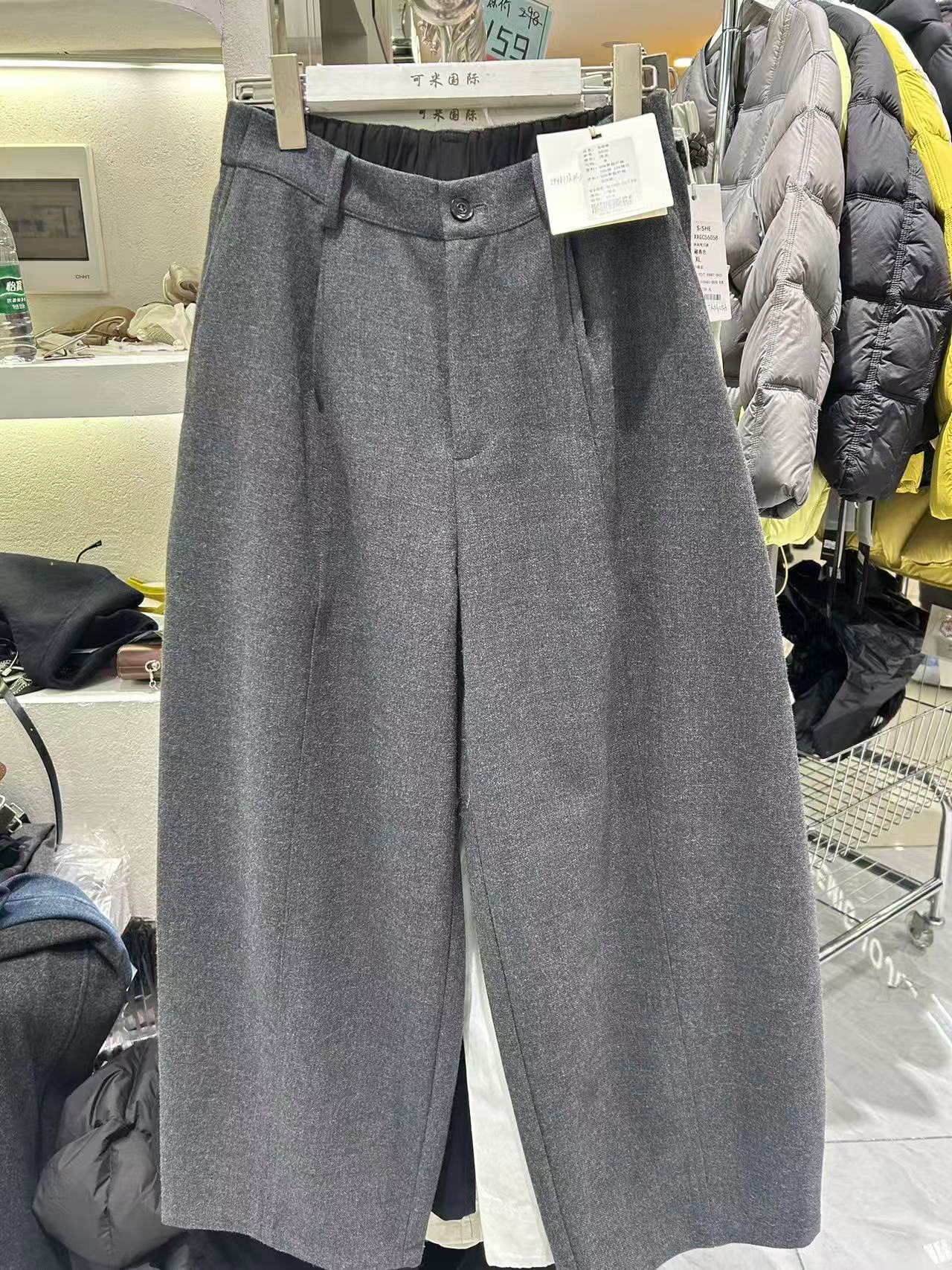 KM-韩系纯色时尚毛呢裤A9013（裤长100左右）