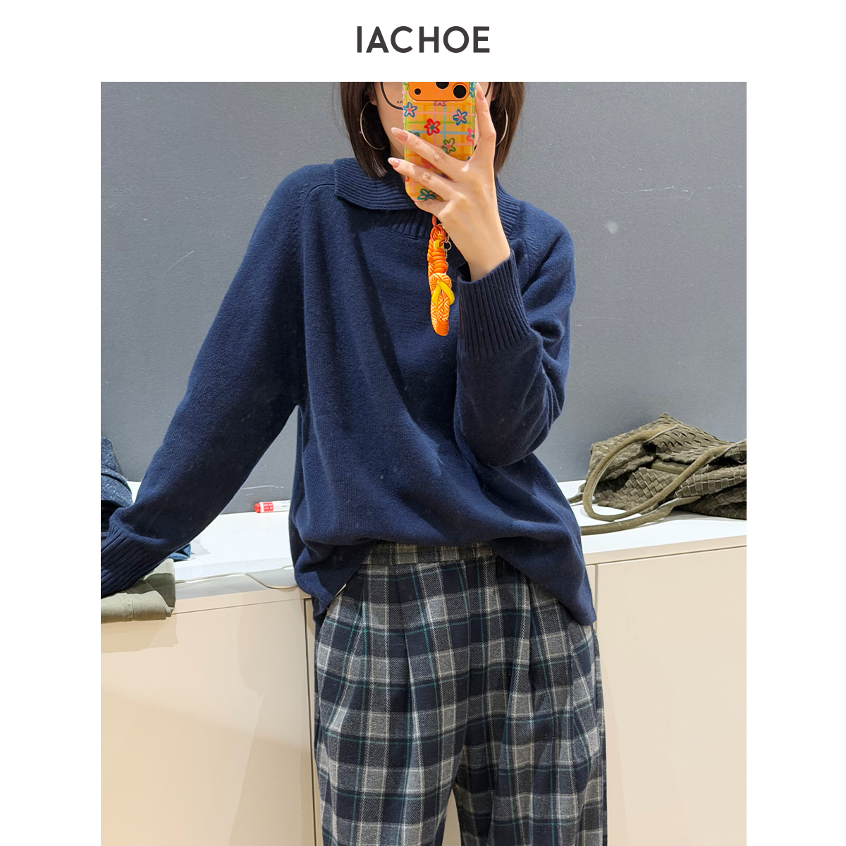IACHOE两色Polo领全羊毛毛衣3671505001