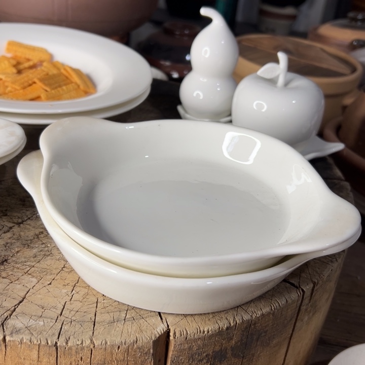 库存尾货骨瓷小鲍鱼一对口径17