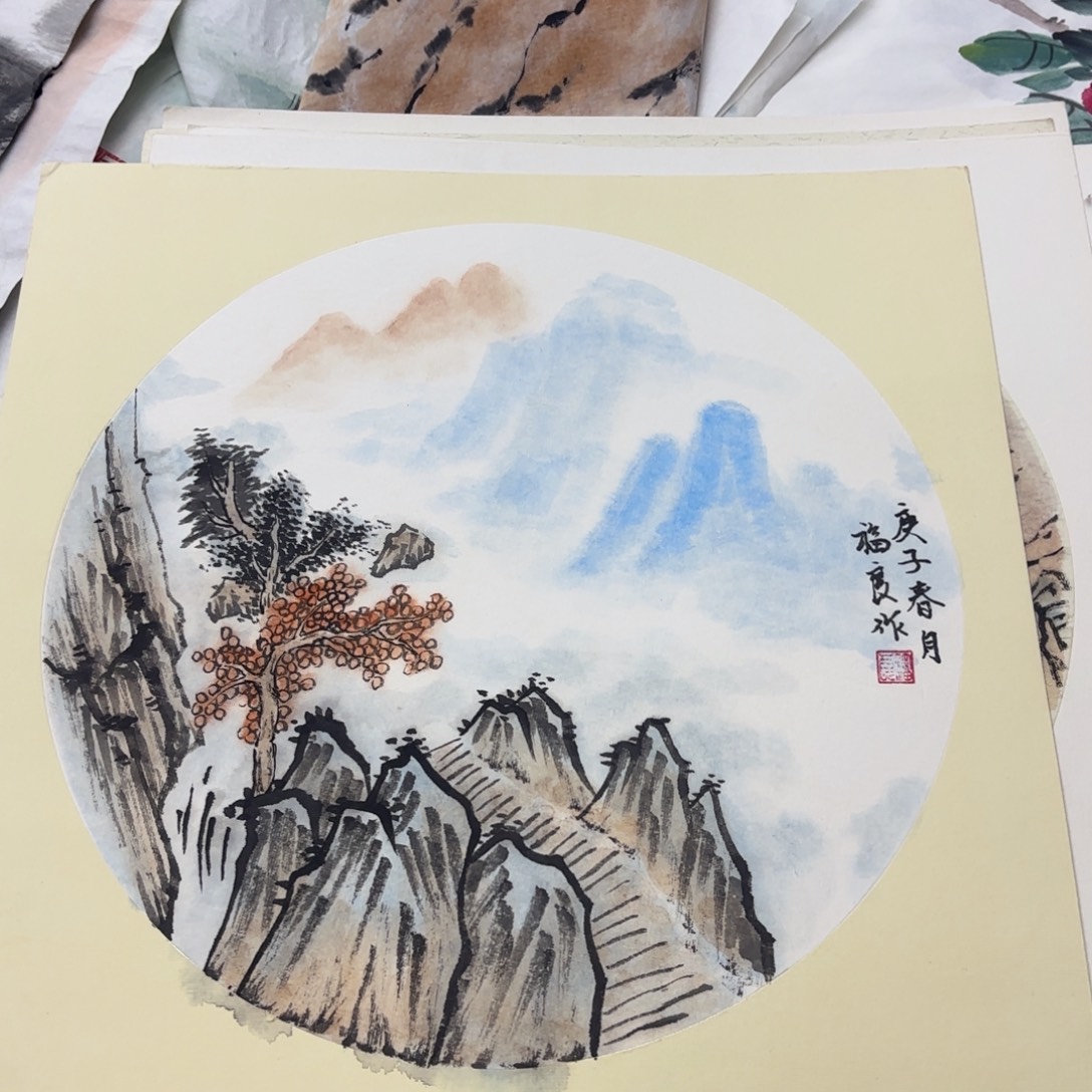 国画福良38卡纸作品童