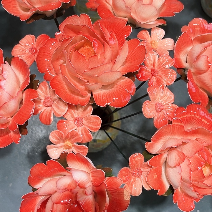 陶瓷花花摆件，花束