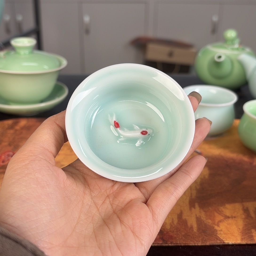 龙泉云间青瓷小米茶器