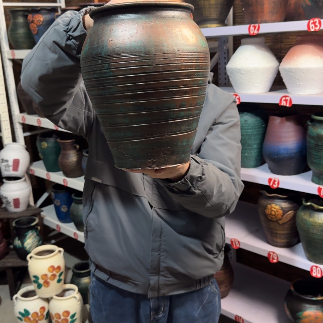 红陶红陶浮雕花盆炸炸炸