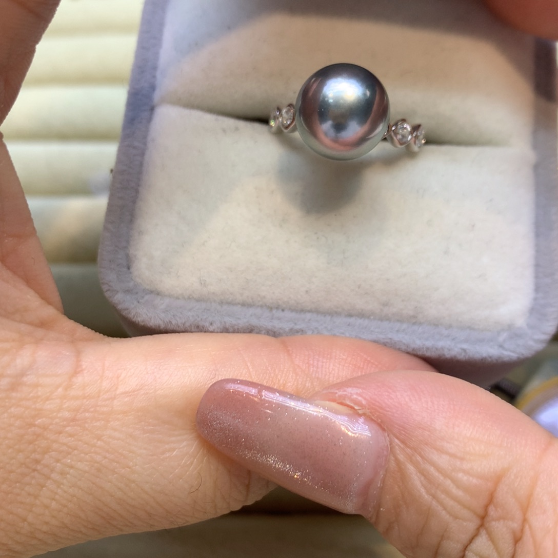 银S925镶嵌戒指海水珍珠