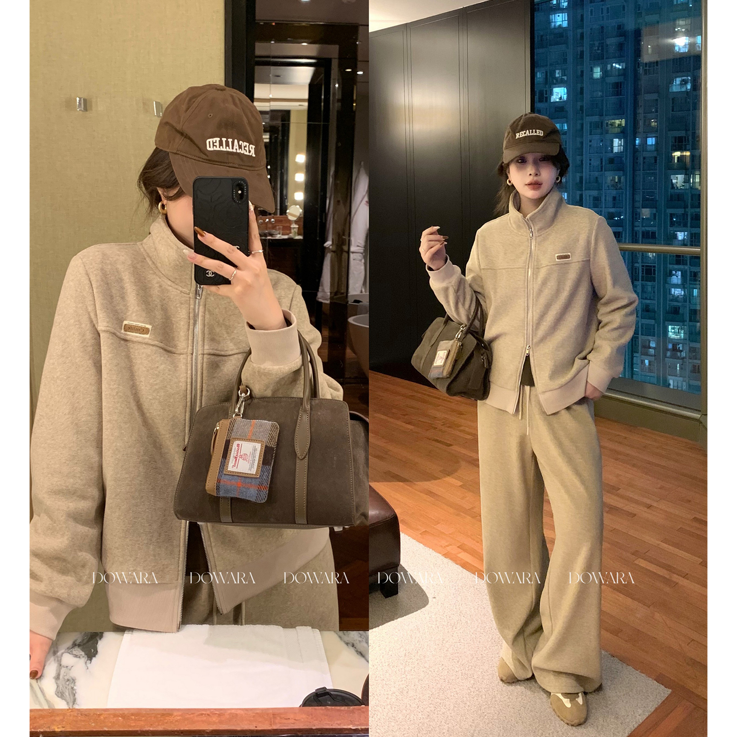 现货0584D大婉酱微胖定制【慵懒入场券】时尚气质卫衣长裤两件套女 