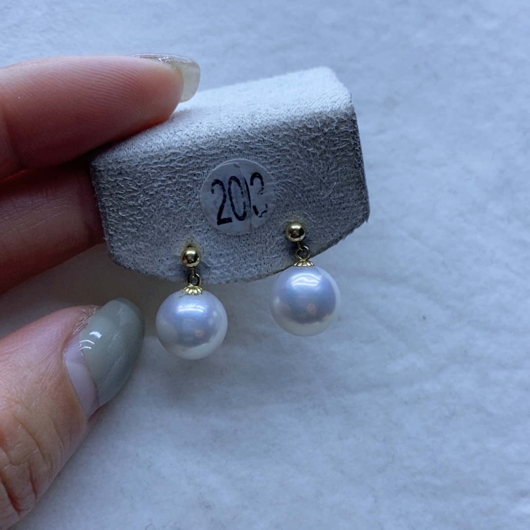 淡水珍珠耳饰18K金镶嵌203