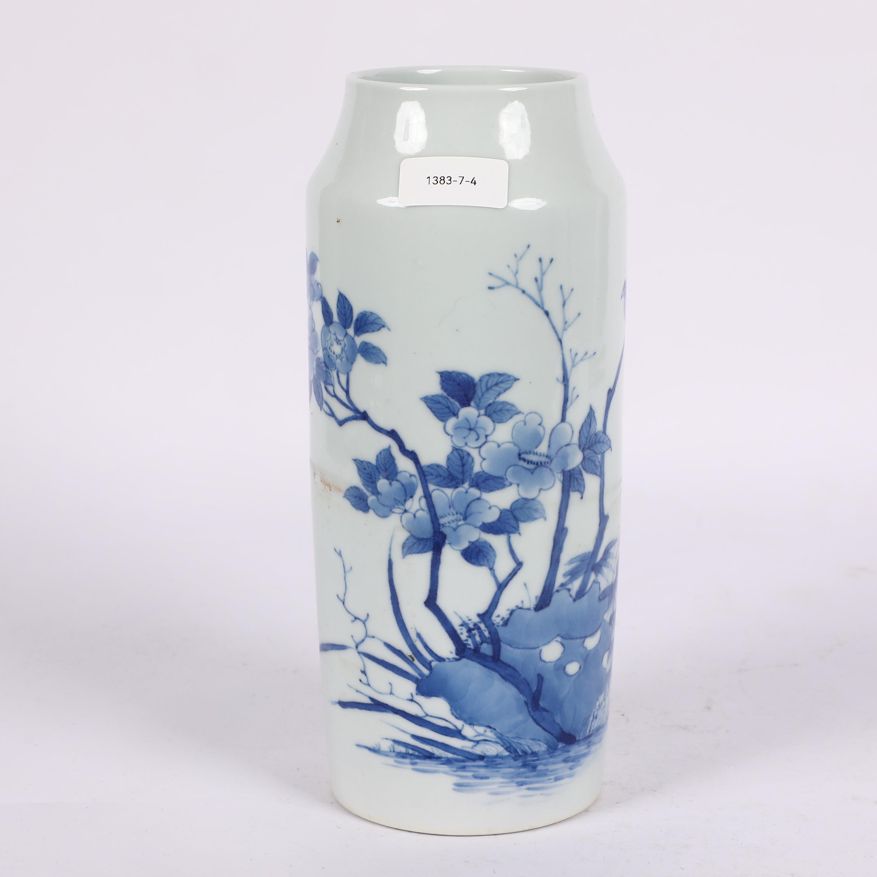 古陶瓷/青花花卉纹筒瓶LOT1383-7-3