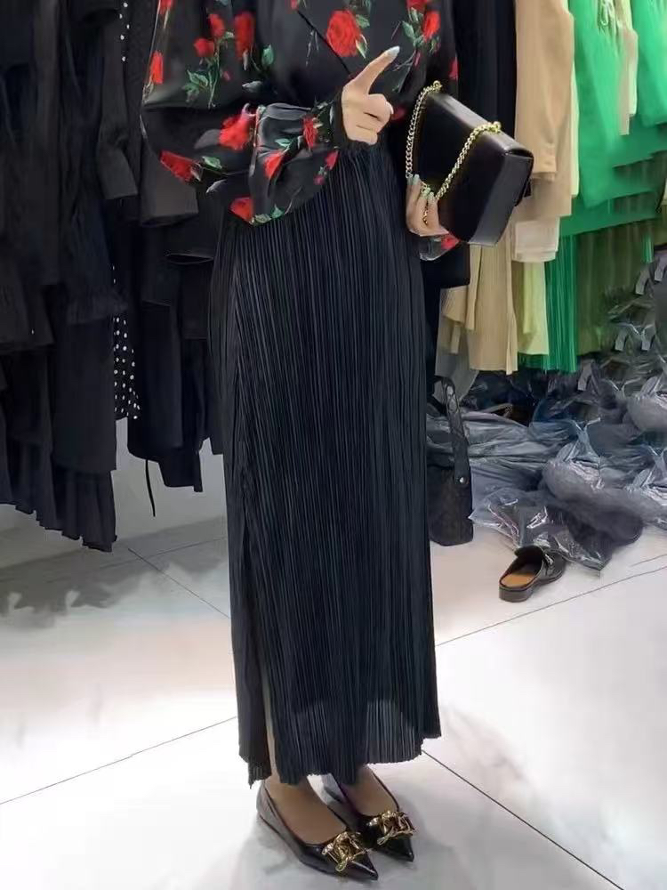 气质名媛高端半身裙2025春季新款女港味chic高腰显瘦中长款百褶裙