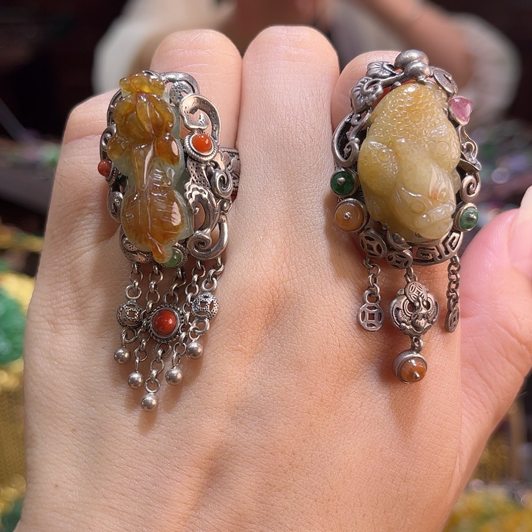 银S925镶嵌戒指翡翠戒指任选一个