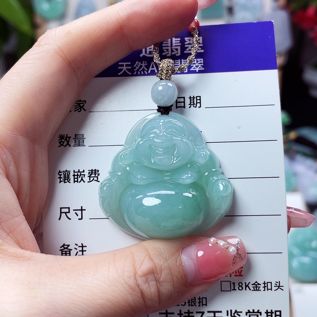 翡翠未镶嵌颈饰佛公28