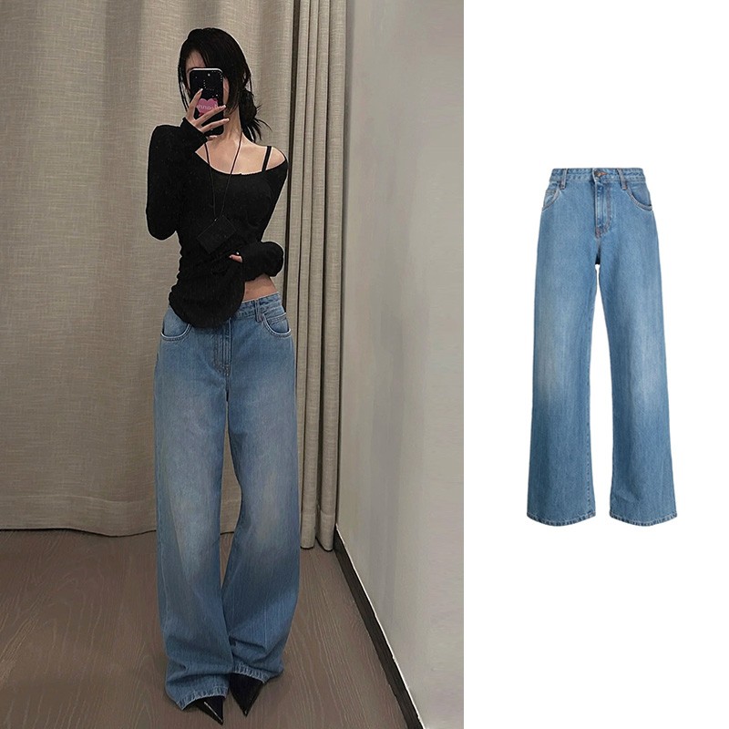 未使用 The Row 浅蓝色水洗直筒牛仔裤EGLITTA JEANS 