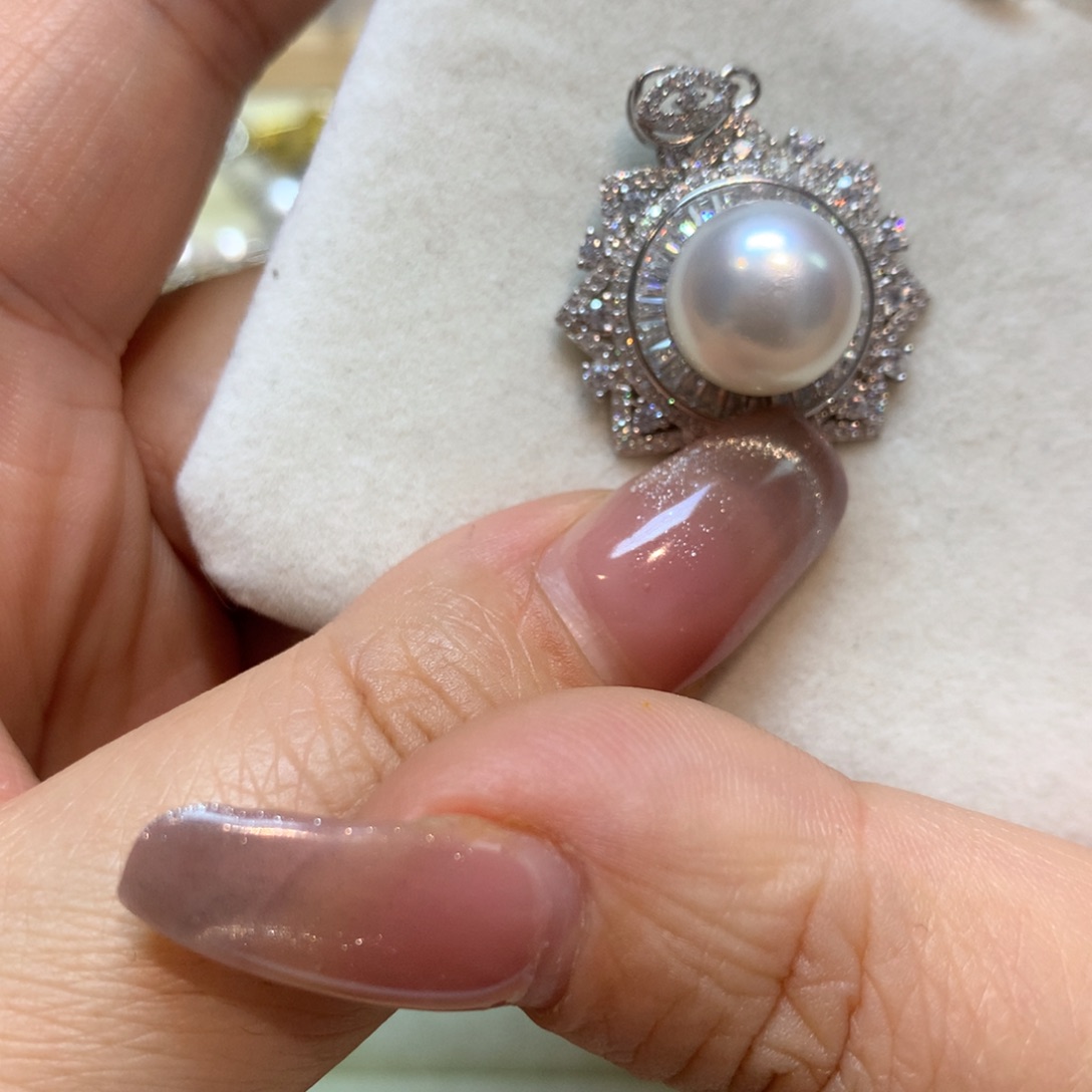 海水珍珠颈饰银S925镶嵌