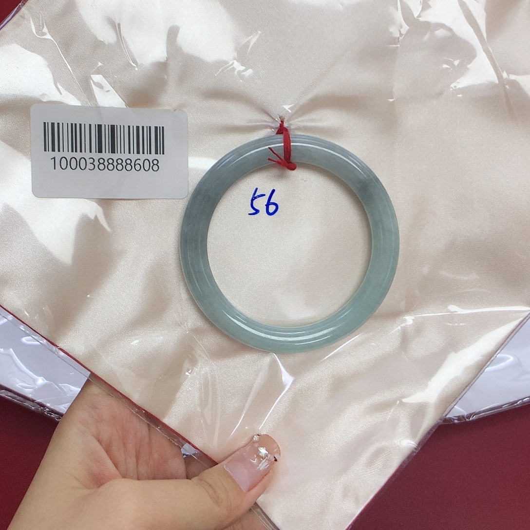 翡翠未镶嵌手镯小*芽天然缅甸翡翠手镯56圈口