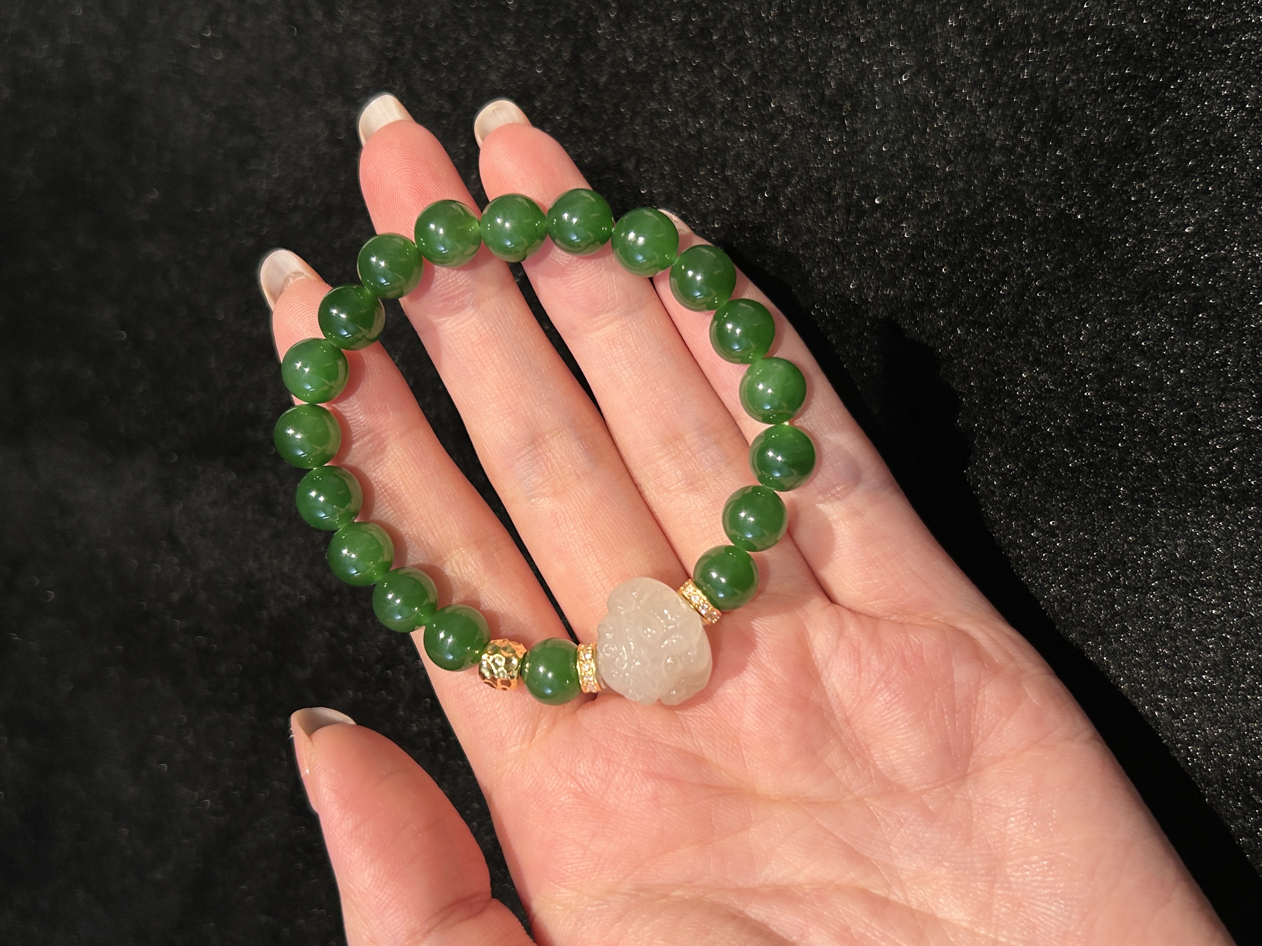 【青山渡】和田碧玉手串  247602-17  8mm