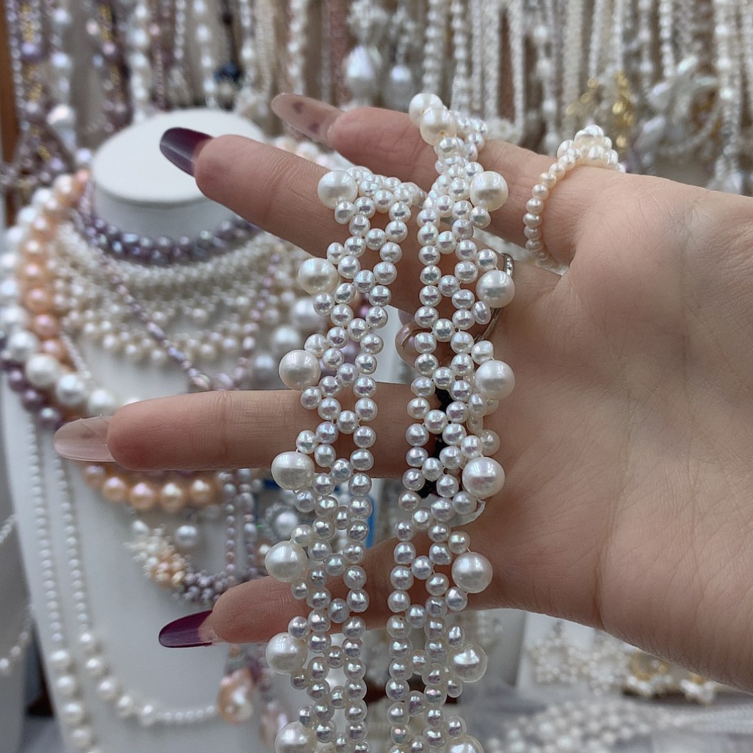 小***菊淡水珍珠耳饰银S925镶嵌