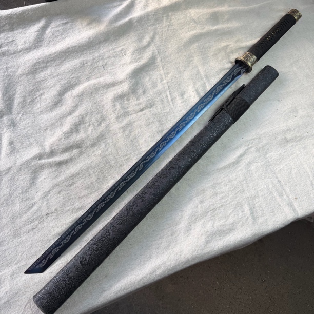 3574 龙泉昊天宝剑唐横刀高锰钢包皮鞘未开刃