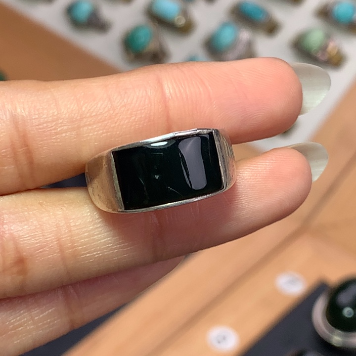 左***子琥珀银S925镶嵌戒指