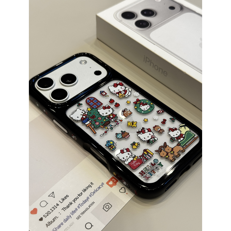 甜系可爱圣诞树骑鹿猫咪适用iphone17promax苹果16手机壳15新款14