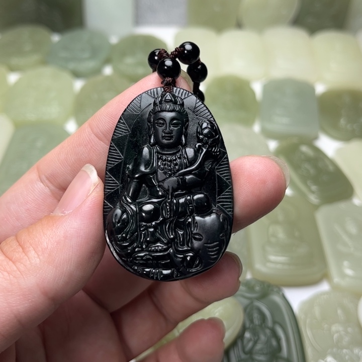 翡翠未镶嵌颈饰?**方天然正品墨翠A货