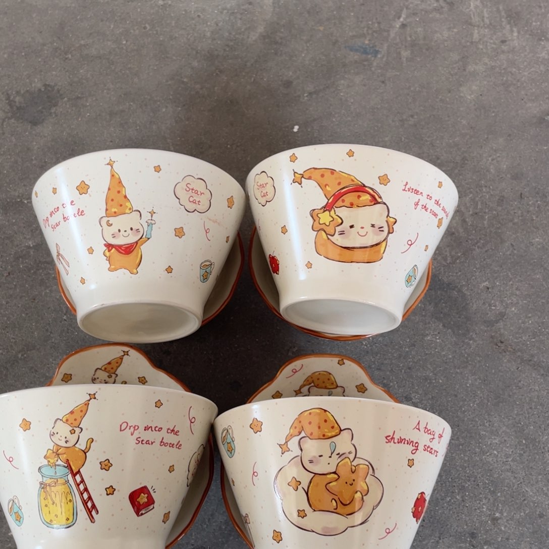 星星猫斗笠碗一个加甜品一个