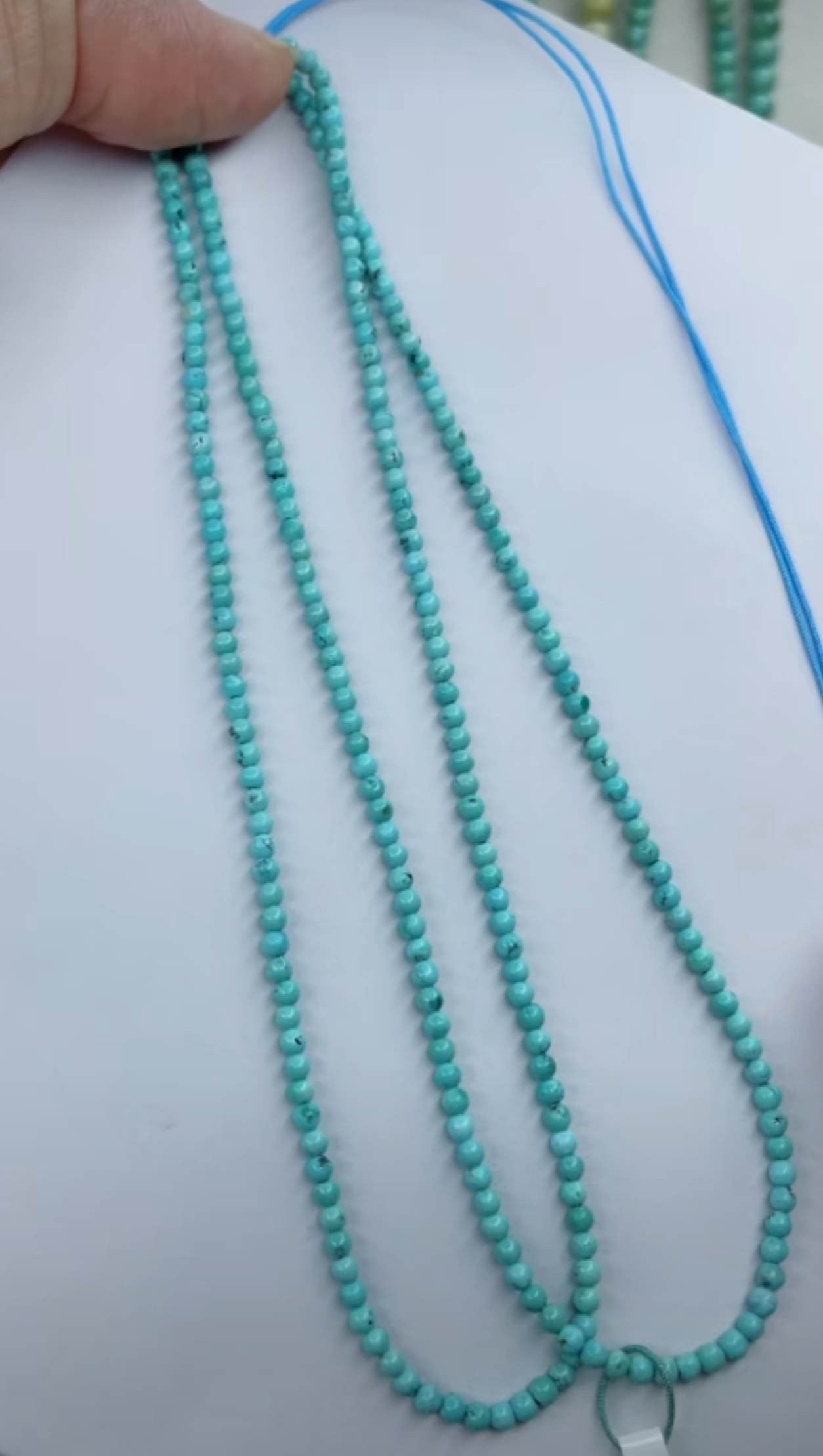 天然原矿绿松石米珠链卡2+