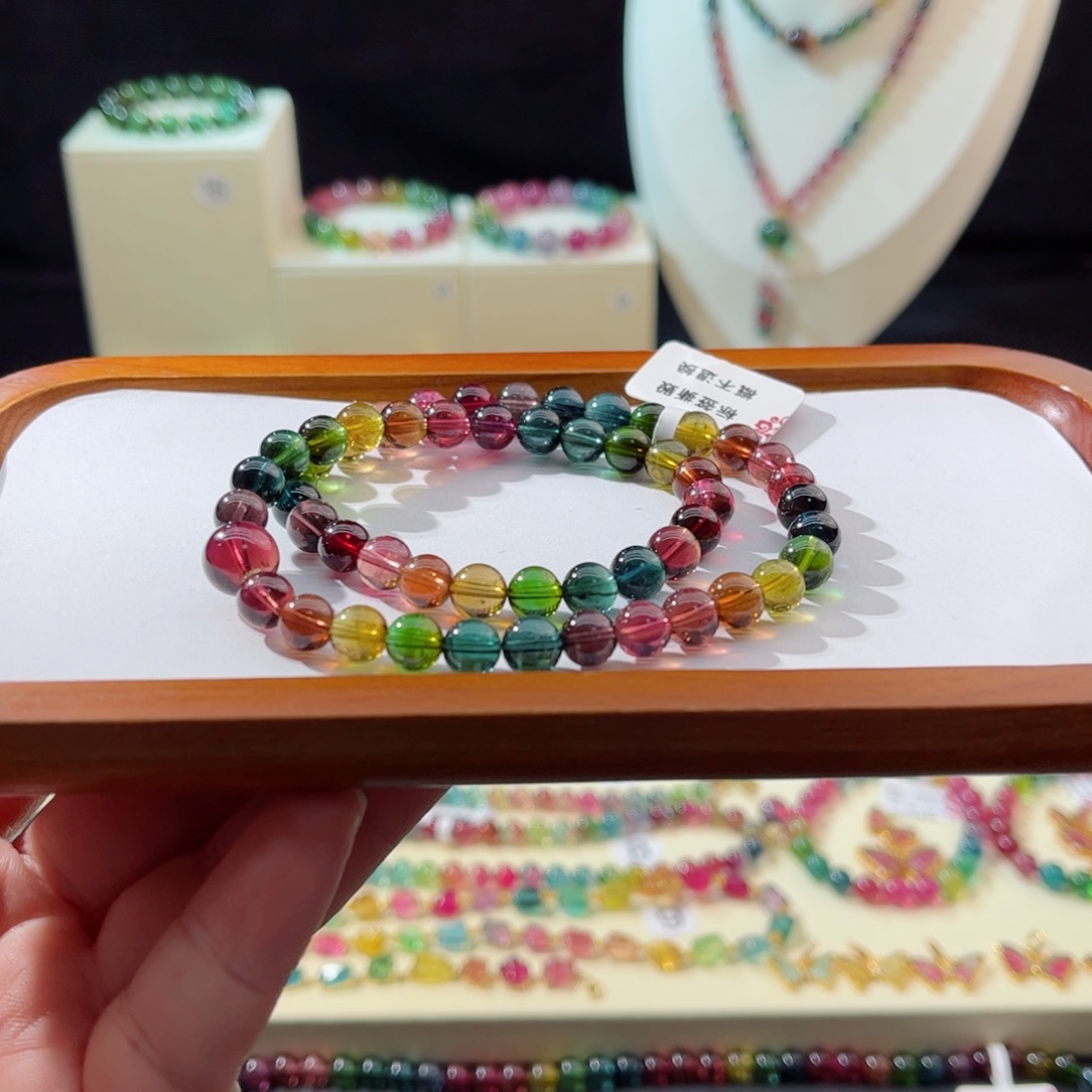 碧玺手串18K金镶嵌手串