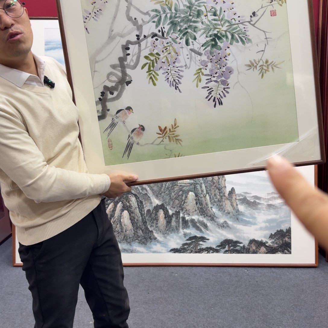 国画手绘作品带框baoyou80