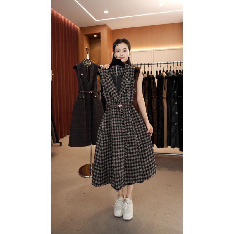 【宠粉价】赫本风轻奢美拉德气质无袖设计连衣裙NH-WX216