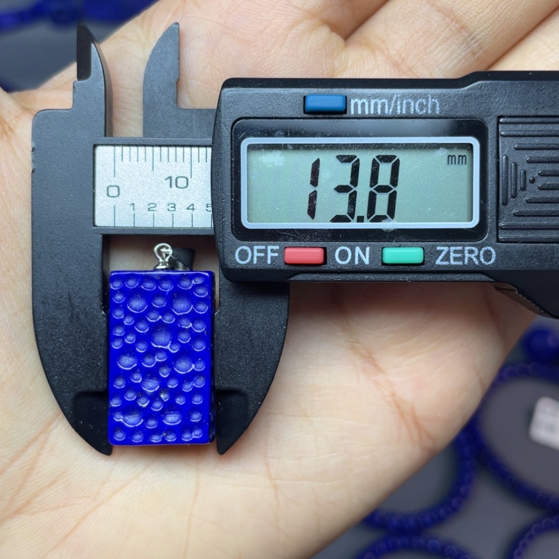 银S925镶嵌青金石13×22陨石坑吊坠