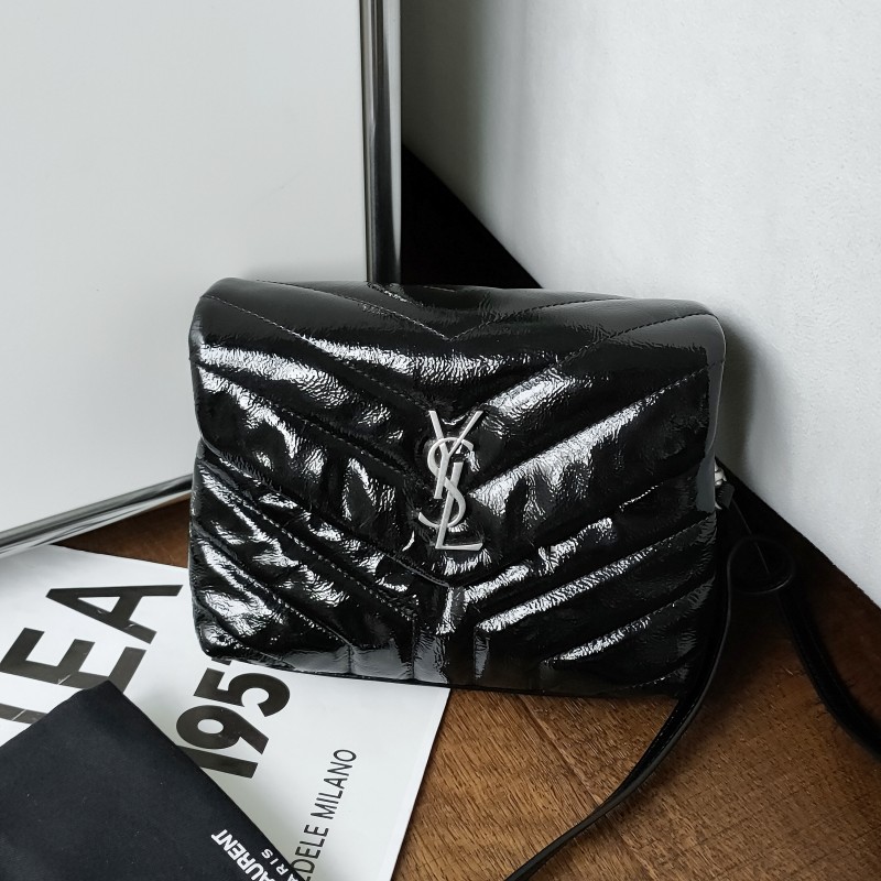 95新 YSL/圣罗兰 LOULOU方胖子漆皮单肩斜挎包 52905