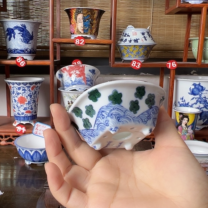 墨奈手绘陶瓷花盆