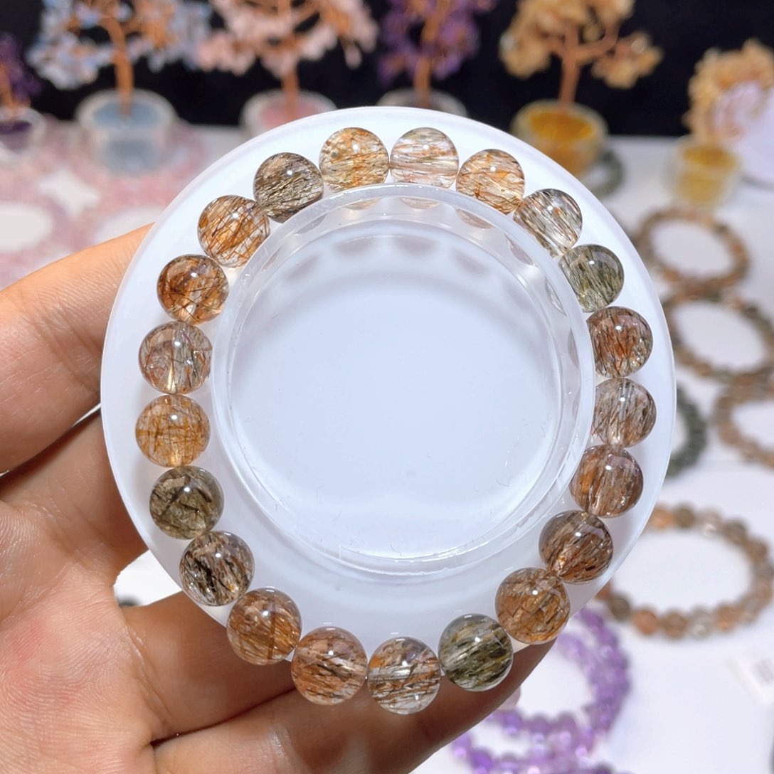 水晶手链未镶嵌黑金超七水晶手链9.6mm
