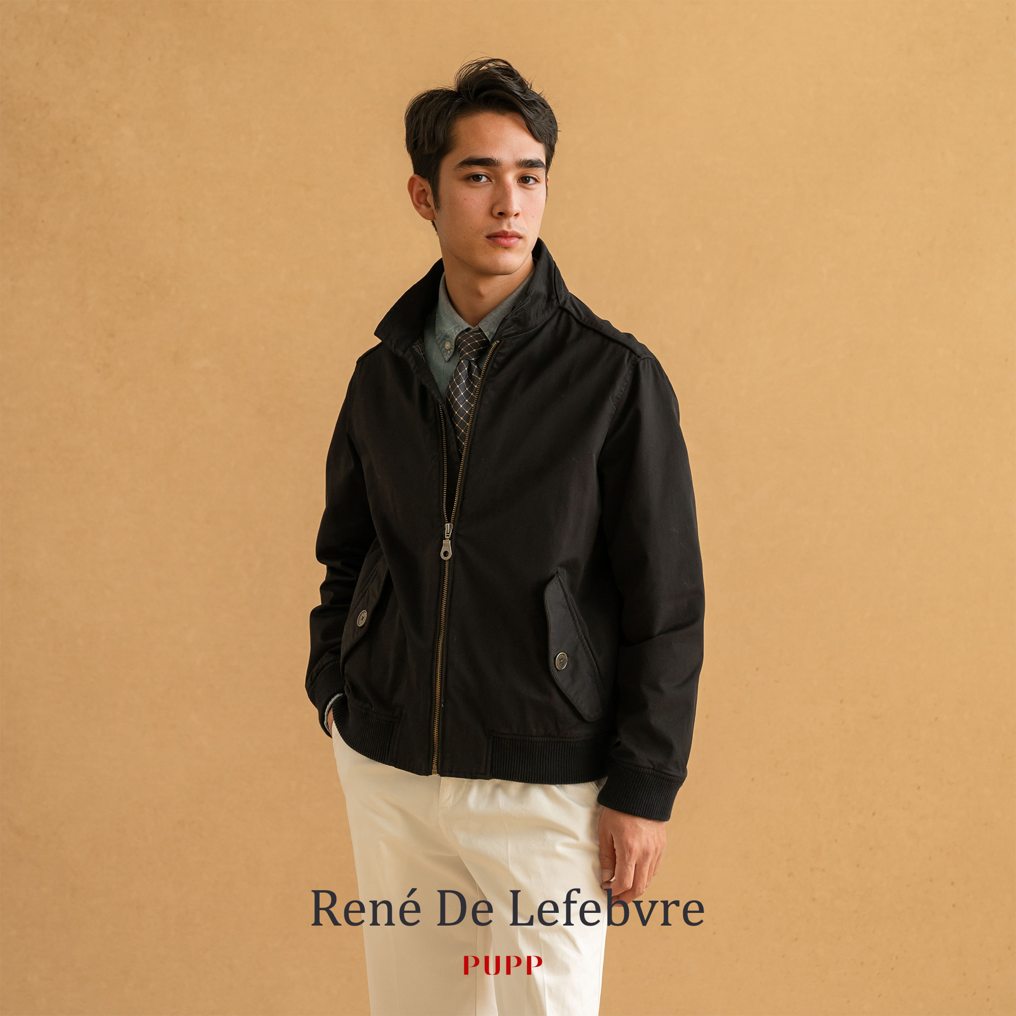 René De Lefebvre男士新款哈灵顿G9经典棉质复古休闲立领夹克外套